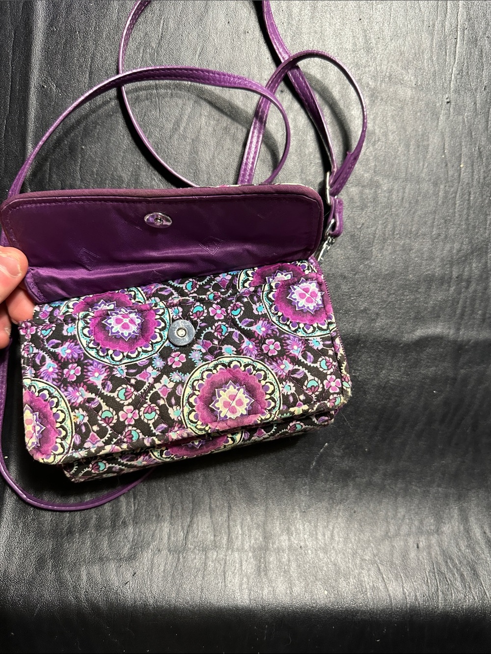 Vera Bradley Purple Floral Crossbody Wallet - Picture 3 of 3